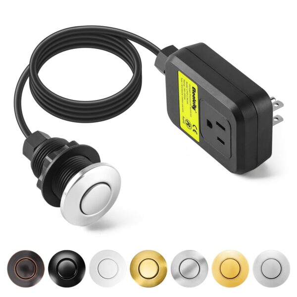 Garbage Disposal Air Switch Kit Sink Top Waste Disposal Stainless Steel Polished On/Off Air Button Food and Waste Disposals Part by Etoolcity, UL Listed