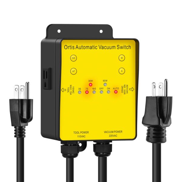 220V Automatic Vacuum Switch, Ortis Dust Collector Switch for 110V Tools and 220V Vacuum, Delay Vacuum On/Off & Adjustable Actuation Threshold Design, Save Time on Vacuum Control