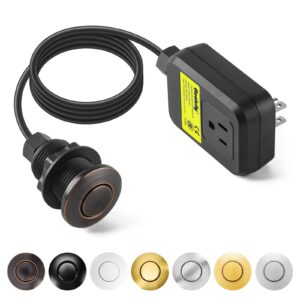 Garbage Disposal Air Switch Kit Sink Top Waste Disposal Stainless Steel Oil Rubbed Bronze On/Off Air Button Food and Waste Disposals Part by Etoolcity, UL Listed