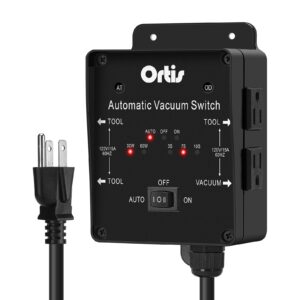 2025 New! Automatic Vacuum Switch, Ortis Dust Control Autoswitch for 3 Power Tools, Delay Vacuum On/Off to Prevent Circuit Overload and Tripping, Adjustable Actuation Threshold, Black HVC-10B