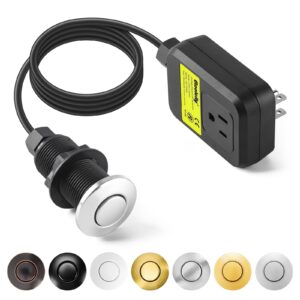 Garbage Disposal Air Switch Kit Sink Top Waste Disposal Long Stainless Steel Polished On/Off Air Button Food and Waste Disposals Part by Etoolcity, UL Listed
