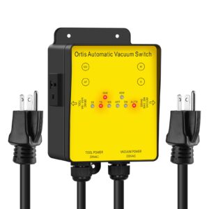 Automatic Vacuum Switch, Ortis 220V Dust Collector Starter Outlet Switch for 220V Tools and 220V Vacuum, Delay Vacuum On/Off & Adjustable Actuation Threshold Design, Save Time on Vacuum Control