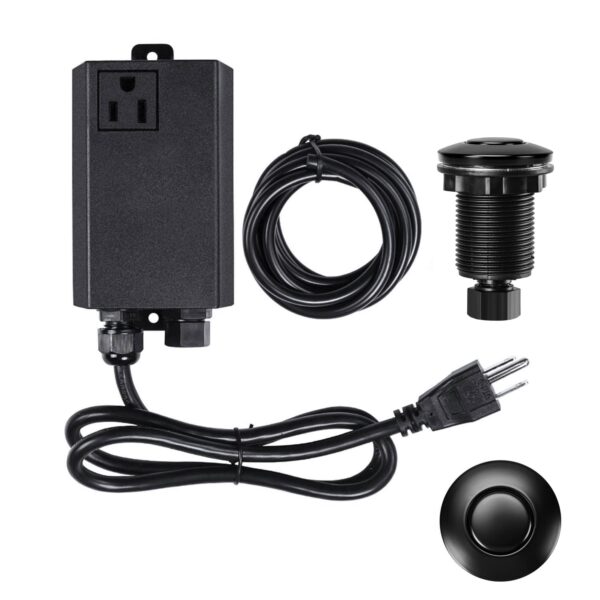 Garbage Disposal Air Switch Kit Single Outlet Sink Top Waste Disposal Short Stainless Steel Black On/Off Air Button Food and Waste Disposals Part by Etoolcity