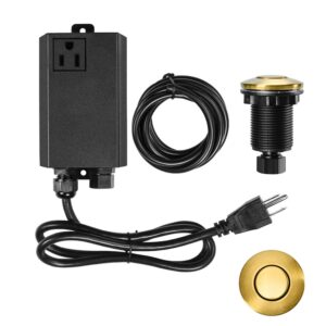 Garbage Disposal Air Switch Kit Sink Top Waste Disposal Single Short Stainless Steel Brushed Gold On/Off Air Button Food and Waste Disposals Part by Etoolcity