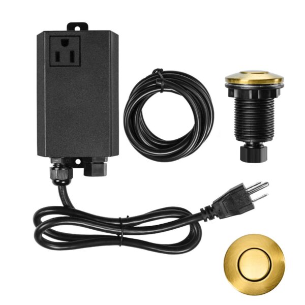 Garbage Disposal Air Switch Kit Sink Top Waste Disposal Single Short Stainless Steel Brushed Gold On/Off Air Button Food and Waste Disposals Part by Etoolcity