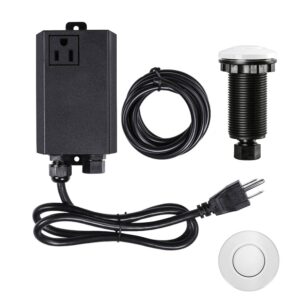 Garbage Disposal Air Switch Kit Single Outlet Sink Top Waste Disposal Long Stainless Steel White On/Off Air Button Food and Waste Disposals Part by Etoolcity