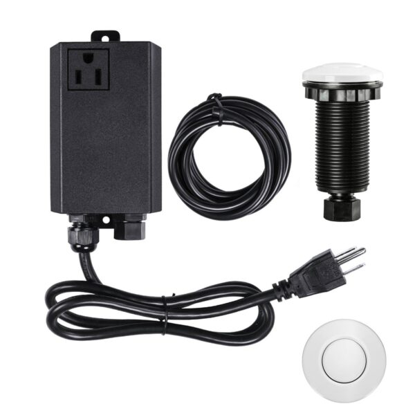 Garbage Disposal Air Switch Kit Single Outlet Sink Top Waste Disposal Long Stainless Steel White On/Off Air Button Food and Waste Disposals Part by Etoolcity