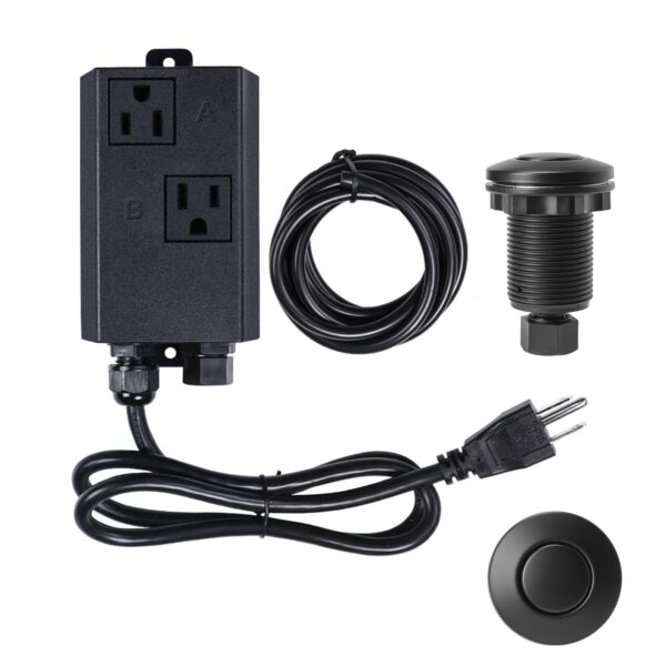 Garbage Disposal Air Switch Kit Dual Outlet Sink Top Waste Disposal Stainless Steel Black On/Off Air Button Food and Waste Disposals Part by Etoolcity