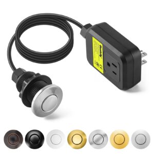 Garbage Disposal Air Switch Kit Sink Top Waste Disposal Stainless Steel Brushed Nickel On/Off Air Button Food and Waste Disposals Part by Etoolcity, UL Listed
