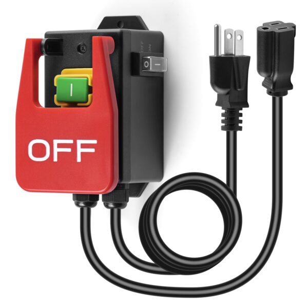 110V Single Phase Safety Switches, Ortis Router Table Switch with ON/Off Master Switch and Large Emergency Stop Paddle, Plug-and-Play for Table Saws and Workshop Tools