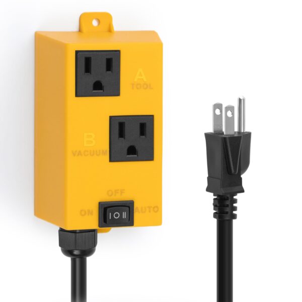 Ortis Automatic Vacuum Switch with Auto/On/Off Control, Smart Current Sensing, and Delayed Vacuum Start to Prevent Overload and Breaker Trips,Ensuring a Safer and Cleaner Workspace, Yellow