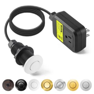 Garbage Disposal Air Switch Kit Sink Top Waste Disposal Long Stainless Steel White On/Off Air Button Food and Waste Disposals Part by Etoolcity, UL Listed