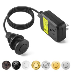 Garbage Disposal Air Switch Kit Sink Top Waste Disposal Stainless Steel Black On/Off Air Button Food and Waste Disposals Part by Etoolcity, UL Listed
