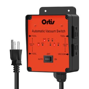 2025 New! Automatic Vacuum Switch, Ortis Dust Control Autoswitch for 3 Power Tools, Delay Vacuum On/Off to Prevent Circuit Overload and Tripping, Adjustable Actuation Threshold, Orange HVC-10R