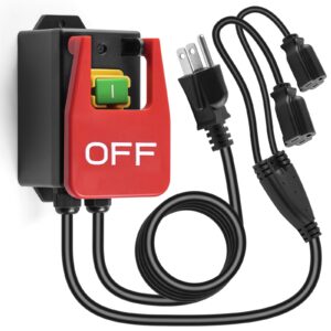110V Single Phase Safety Switch, Ortis Router Table Switch with 2 Female Plugs and Synchronized Start/Stop, Large Emergency Stop Paddle, Designed for Table Saws and Workshop Tools