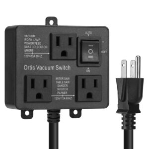 Automatic Vacuum Switch, Ortis Vacuum Switch for More Power Tools, Delay Vacuum On/Off to Prevent Circuit Overload and Tripping, Keep Your Workplace Cleaner, Better for Your Lung, Black