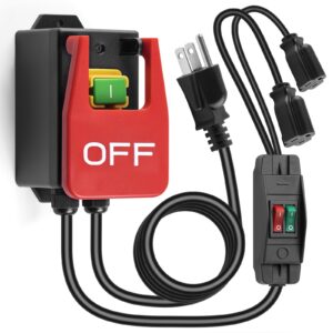 110V Single Phase Safety Switch, Ortis Router Table Switch with 2 Female Plugs and Independent ON/Off Switches, Large Emergency Stop Paddle, Designed for Table Saws and Workshop Tools