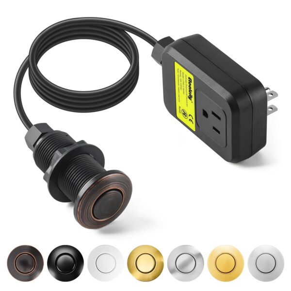 Garbage Disposal Air Switch Kit Sink Top Waste Disposal Long Stainless Steel Oil Rubbed Bronze On/Off Air Button Food and Waste Disposals Part by Etoolcity, UL Listed